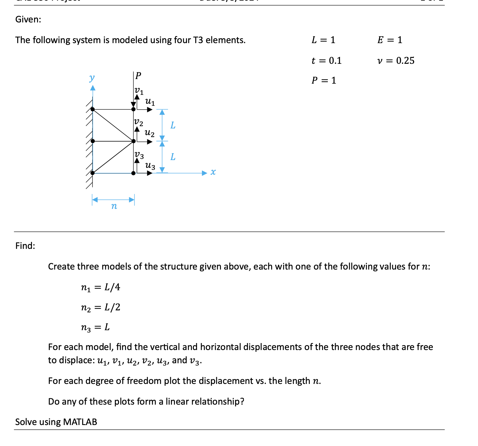 Given: The following system is modeled using four