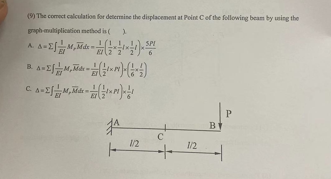 ( 9 ) The correct calculation for determine the
