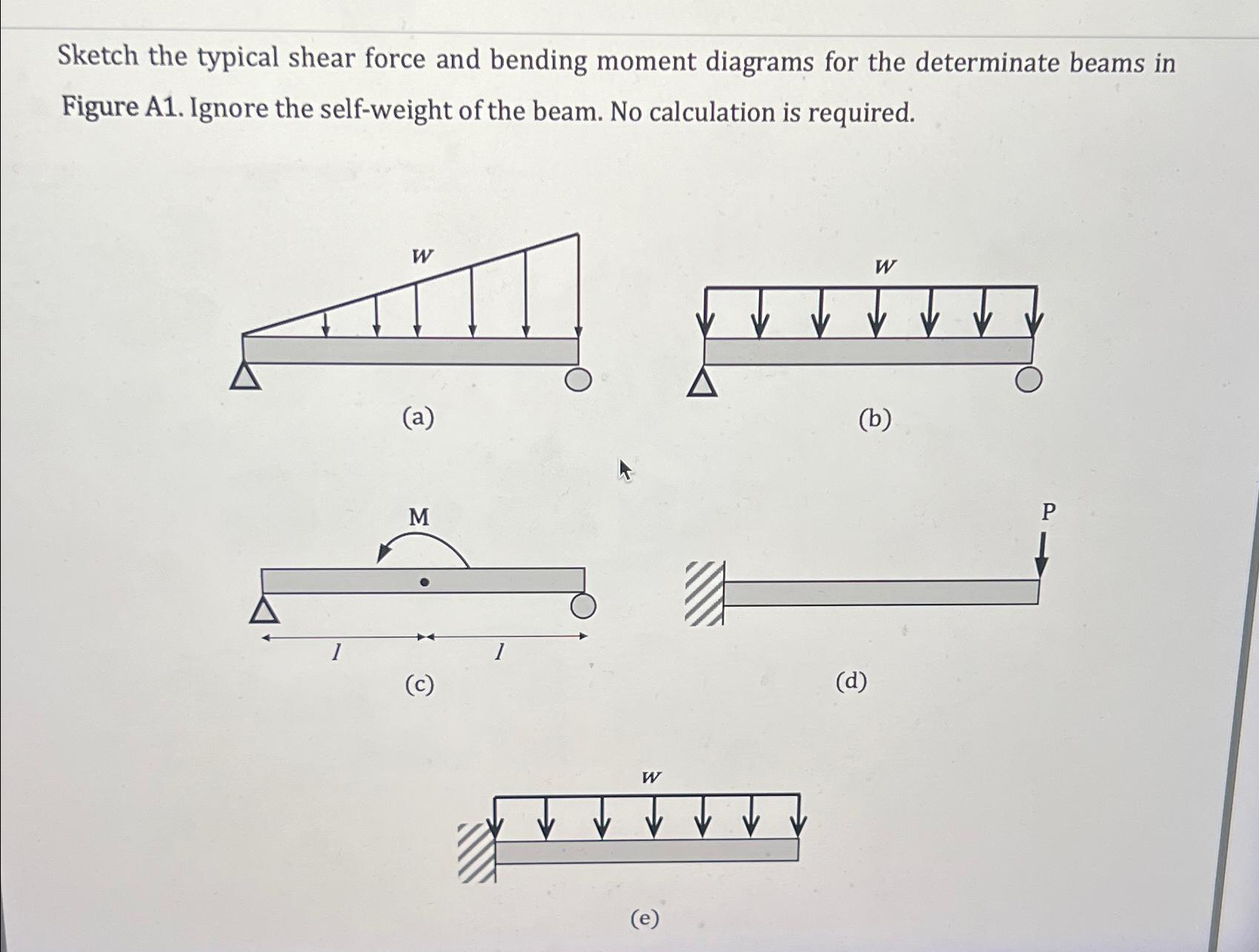 Sketch the typical shear force and bending moment