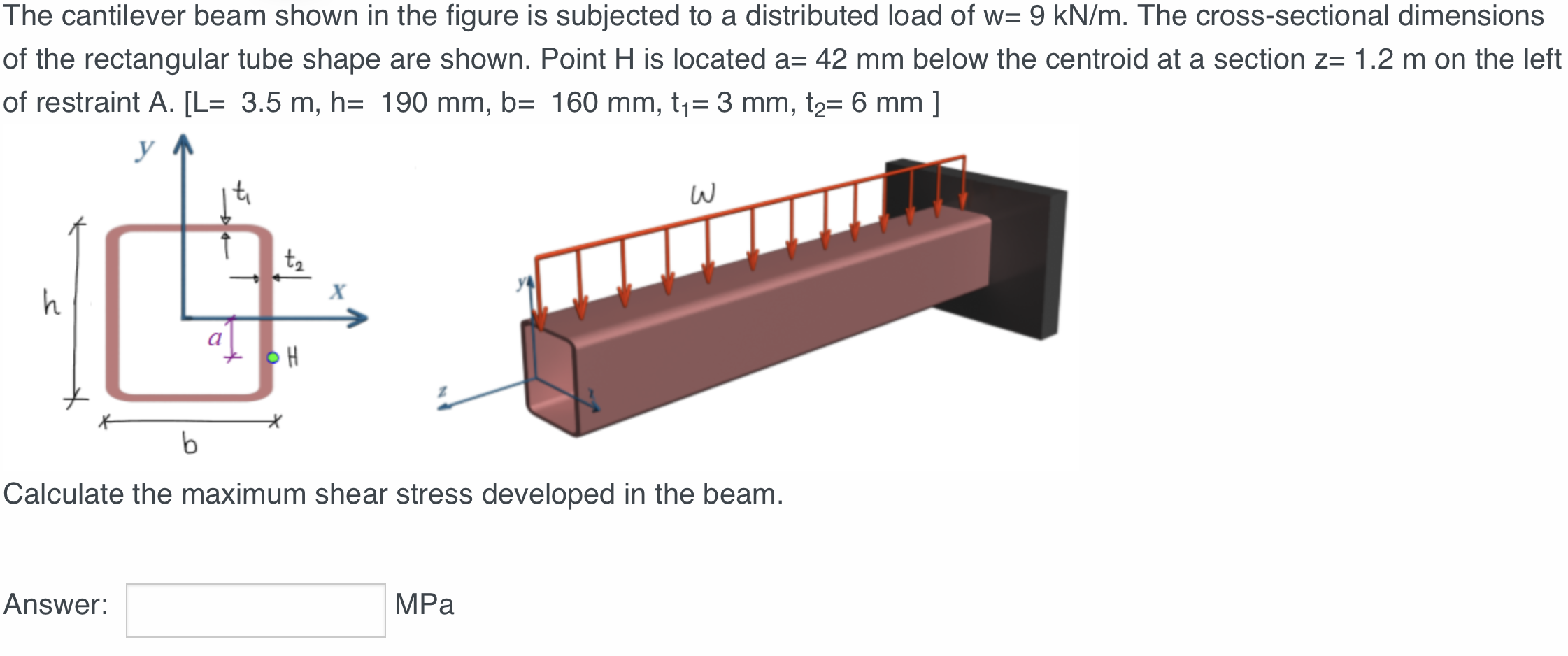 The cantilever beam shown in the figure is