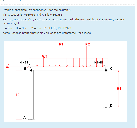 Design a baseplate ( fix connection ) for the