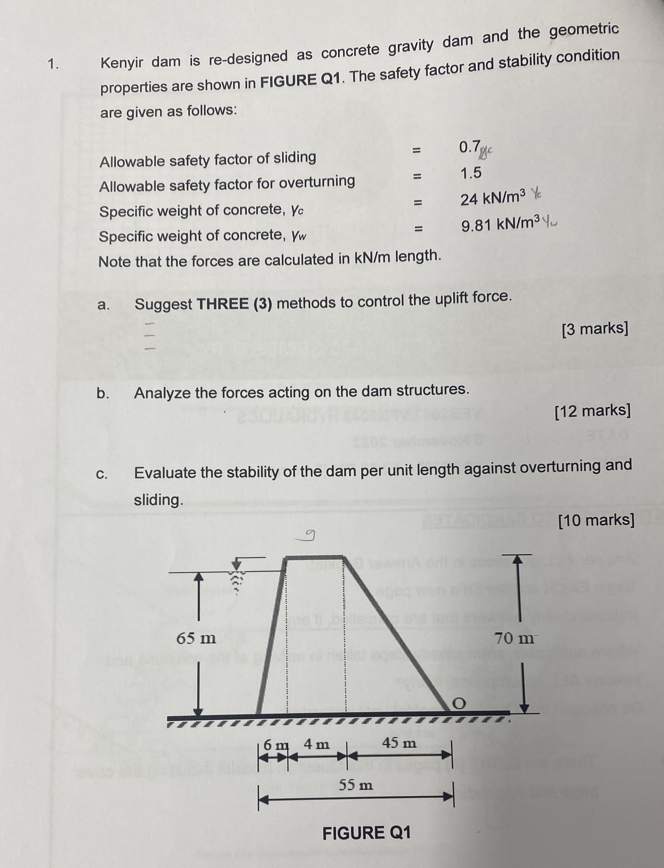 Kenyir dam is re - designed as concrete gravity