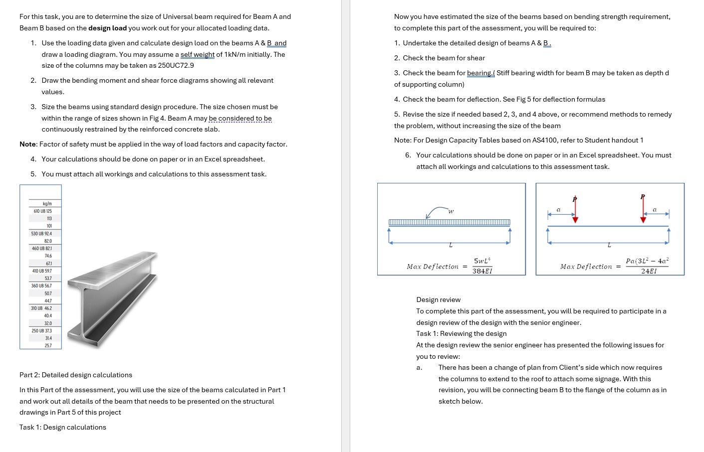 Now you have estimated the size of the beams