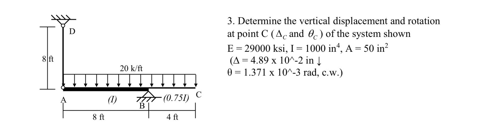 Determine the vertical displacement and