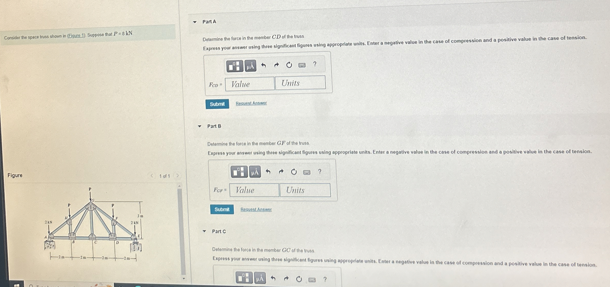 Consider the space truss shown in ( Figure 1 ) .