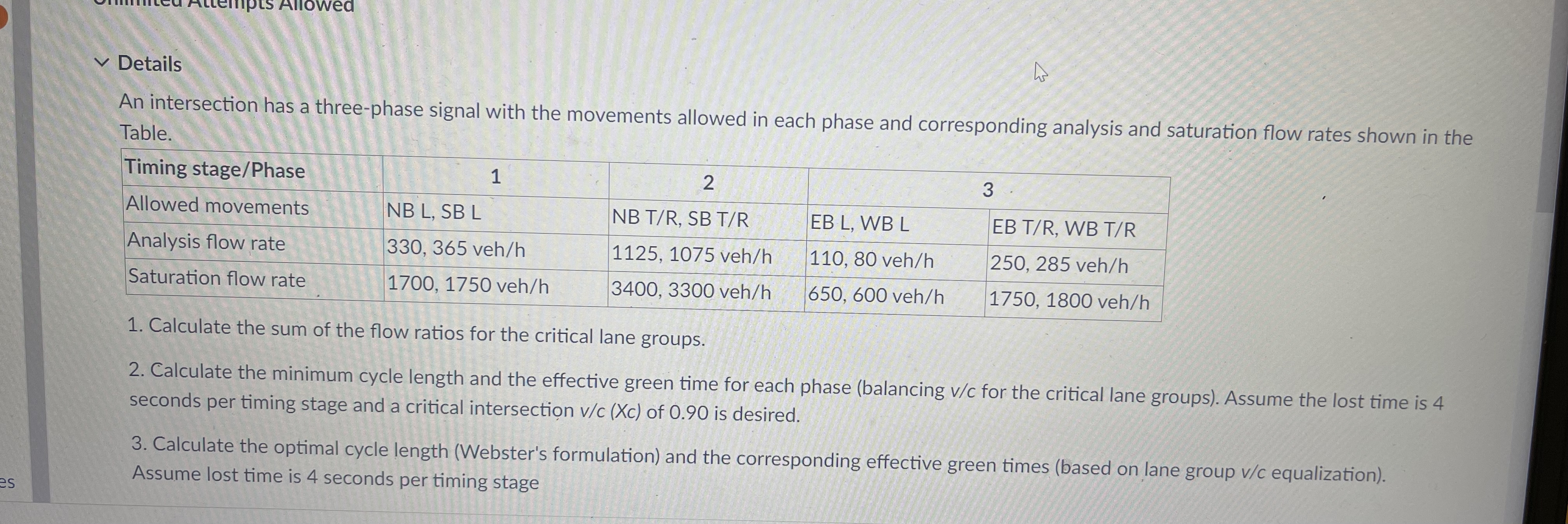 Details An intersection has a three - phase