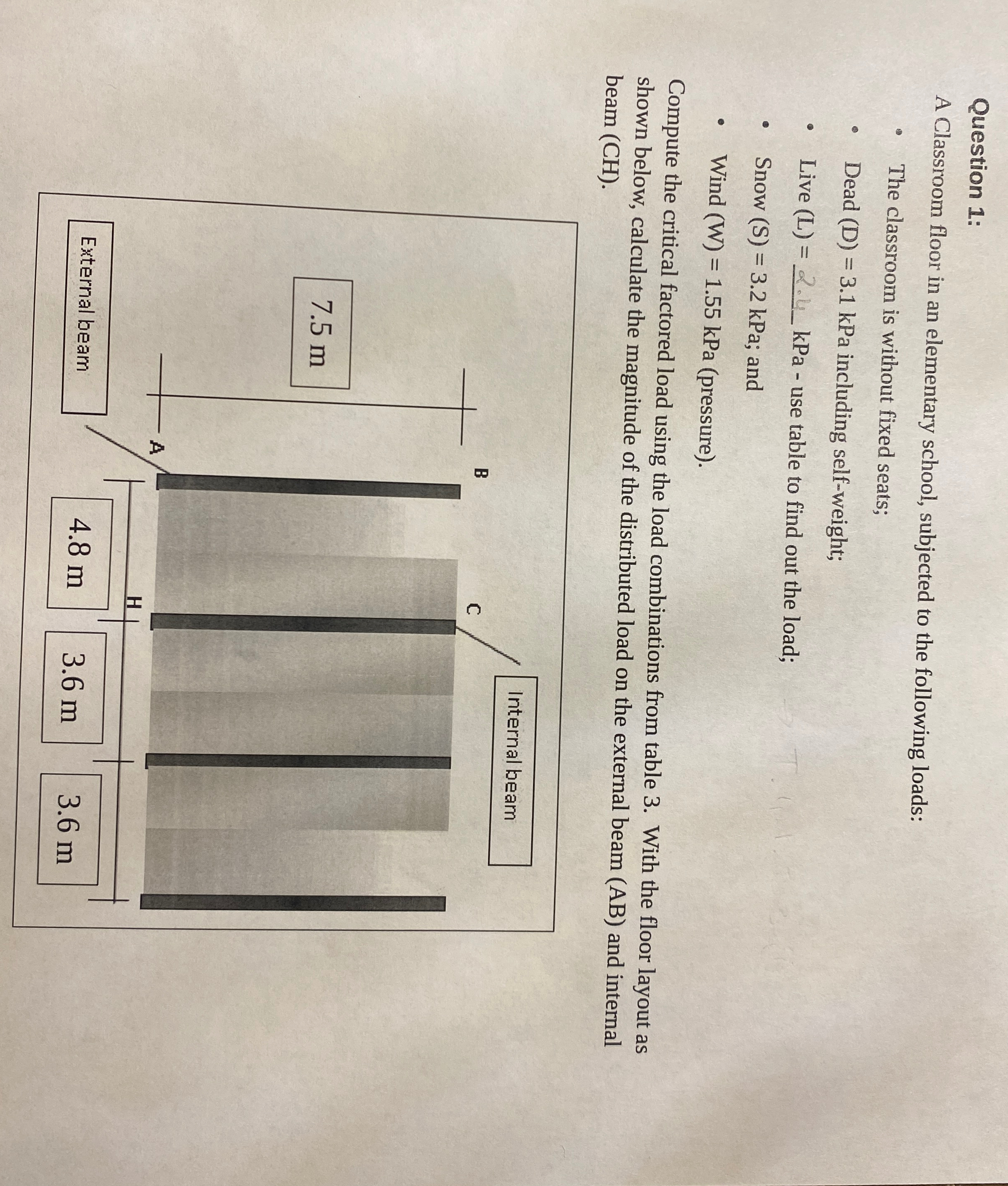 Question 1 : A Classroom floor in an elementary