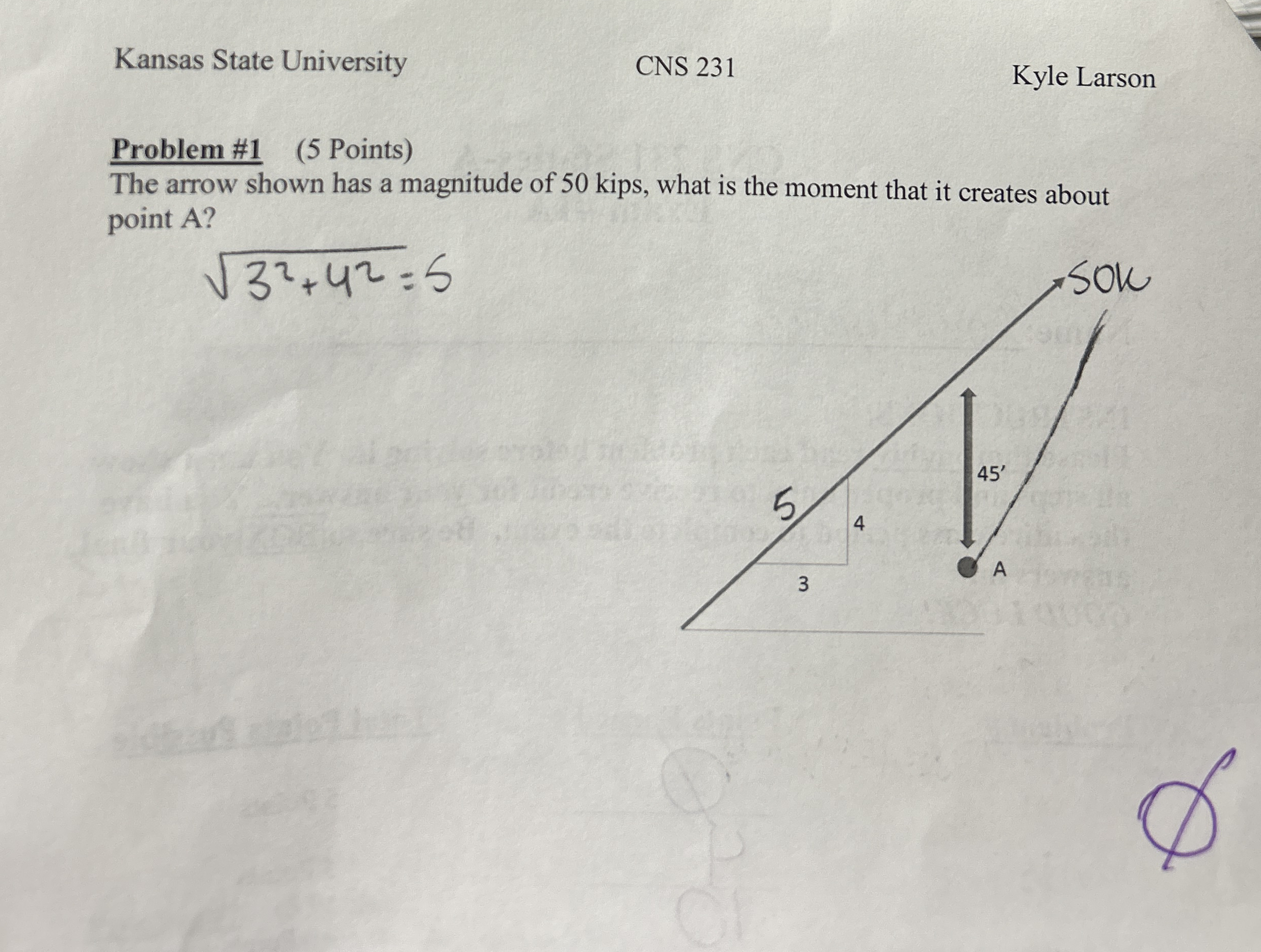 Problem # 1 ( 5 Points ) The arrow shown has a