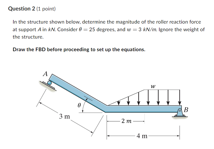 For the structure shown below, determine the