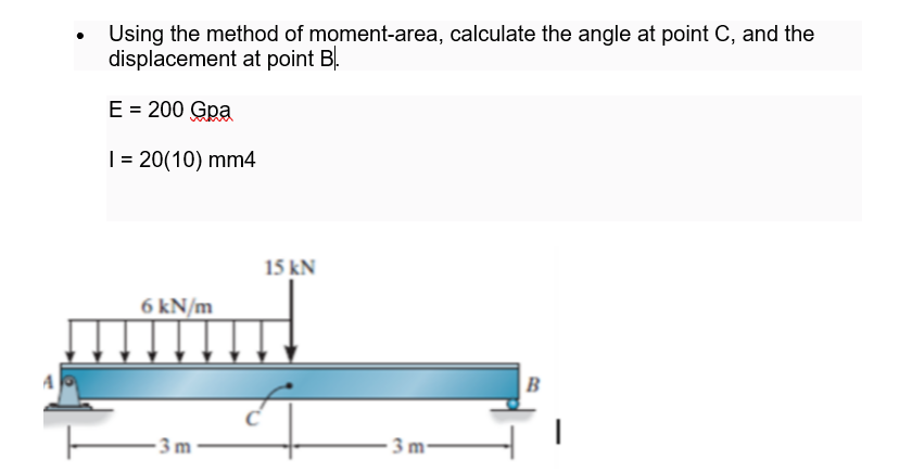 Using the method of moment - area, calculate the