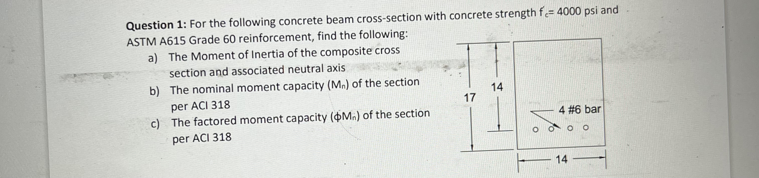 : For the following concrete beam cross - section