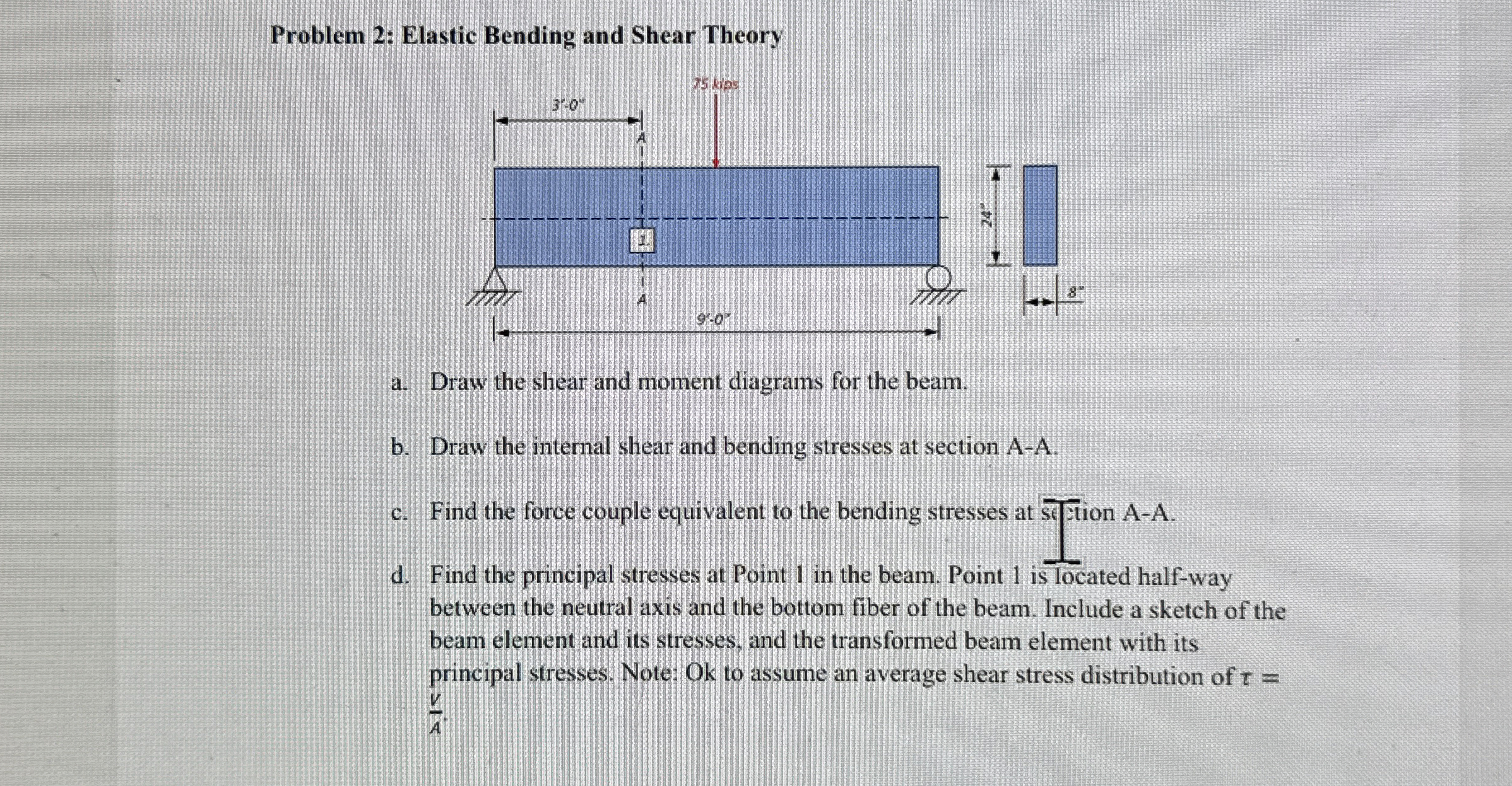 Problem 2 : Elastic Bending and Shear Theory a .