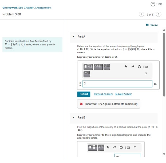 Particles travel wthin a flow feld defined by V =