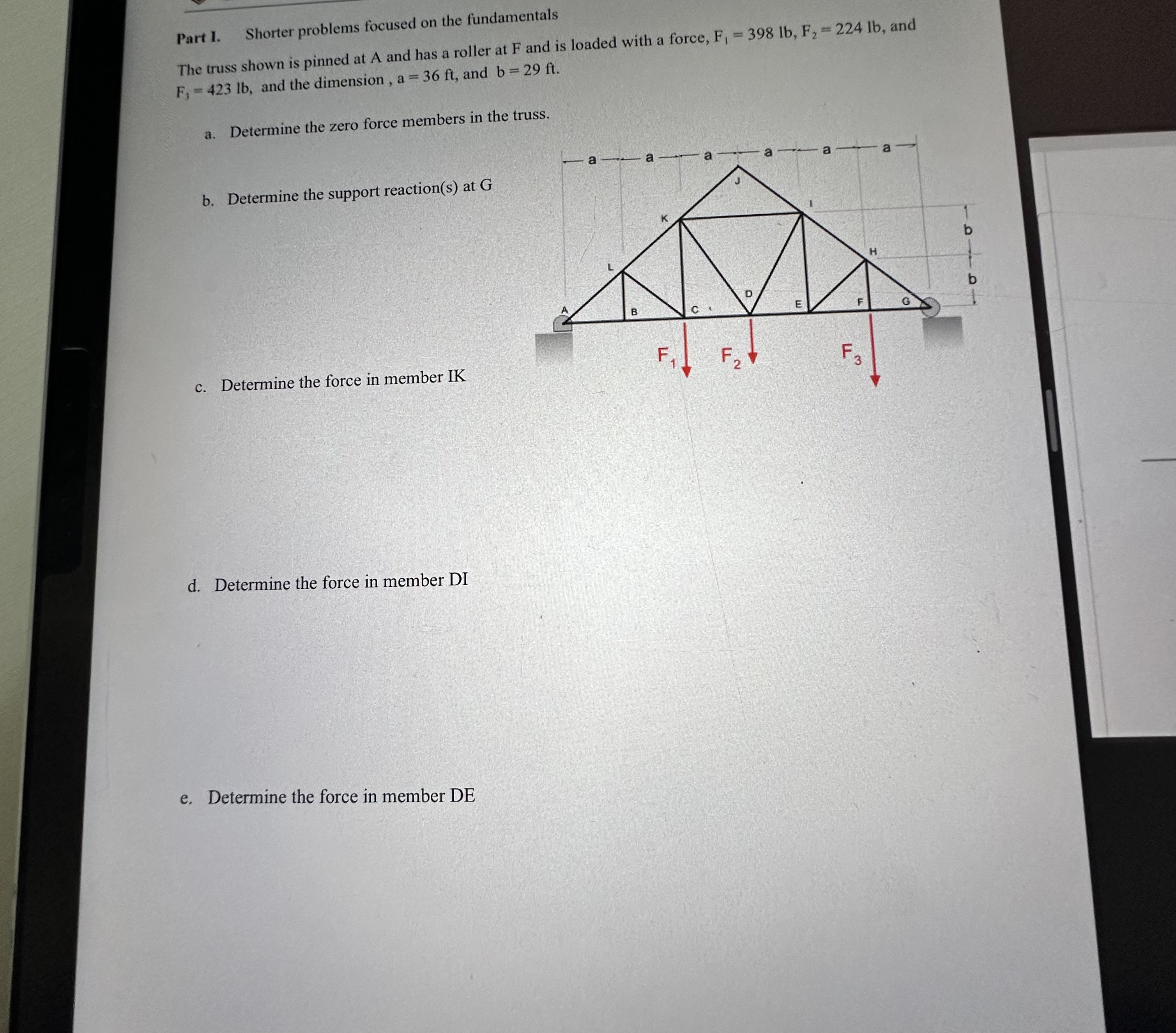Part 1 . Shorter problems focused on the
