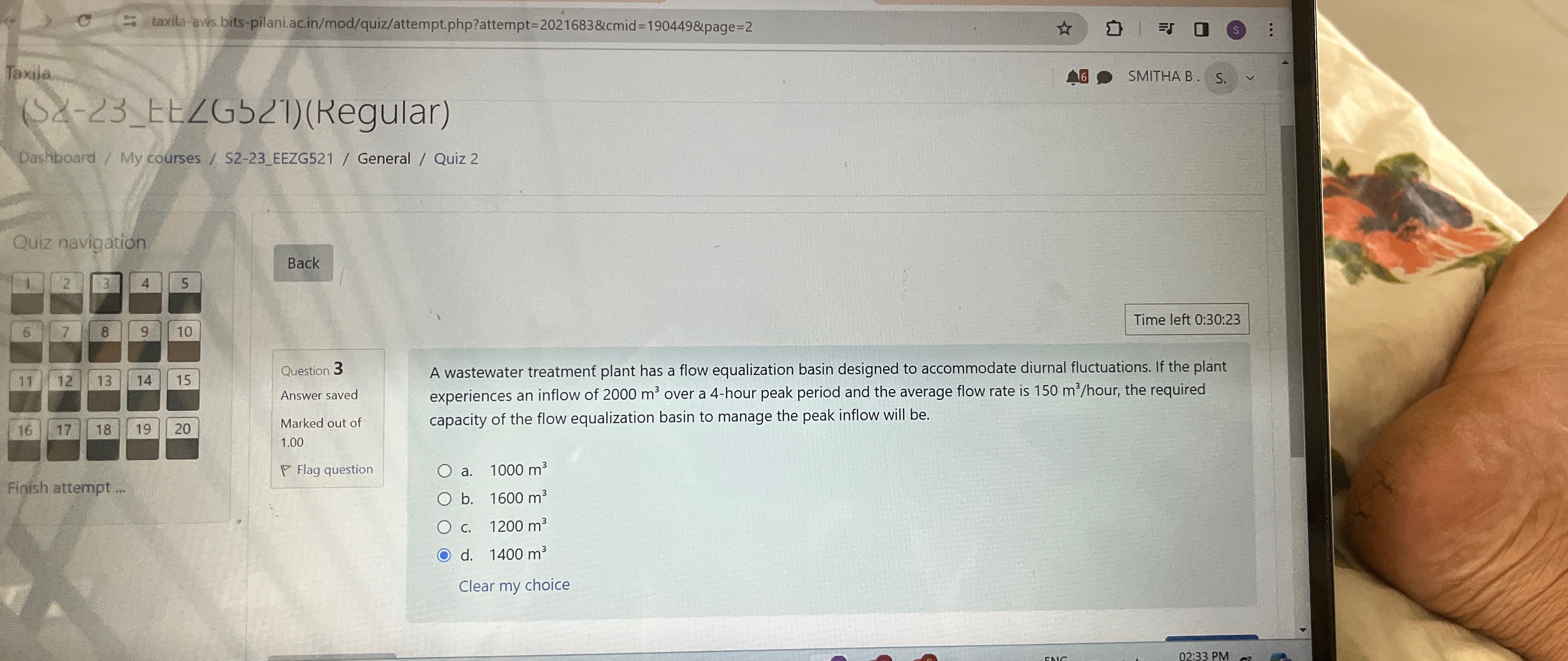 A waste water treatment plant has a flow