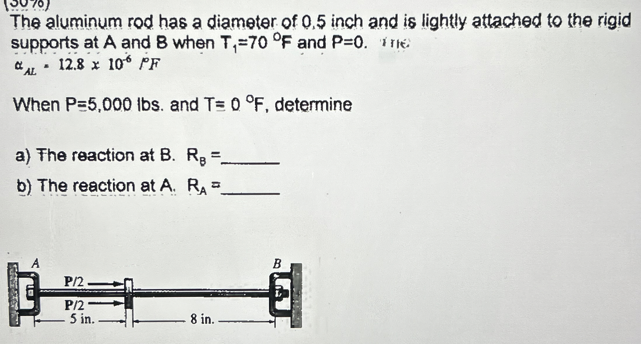 The aluminum rod has a diameter of 0 . 5 inch and