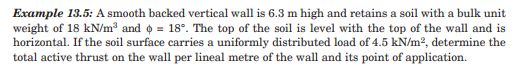 Example 1 3 . 5 : A smooth backed vertical wall