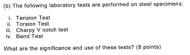( b ) The following laboratory tests are