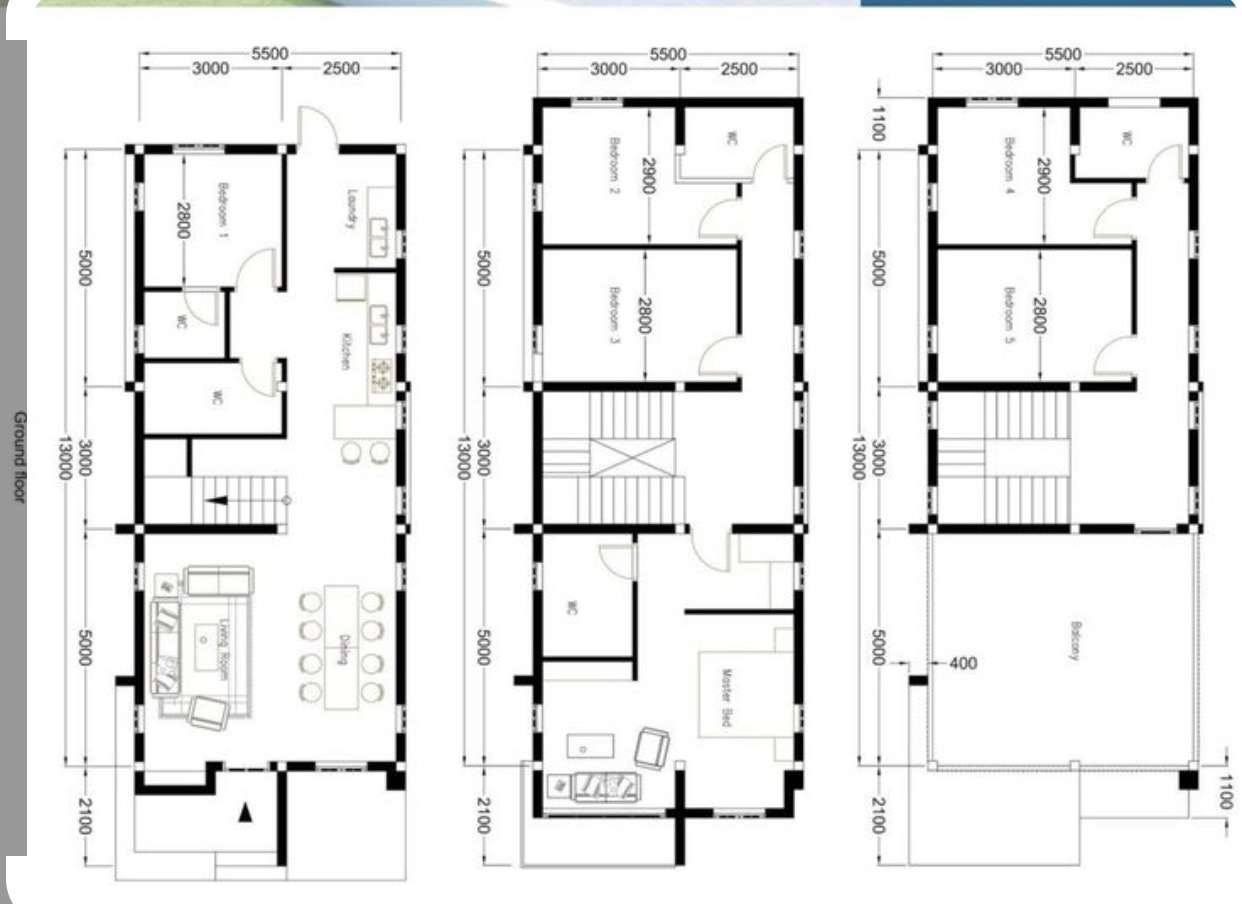 Create the front view and side view of the