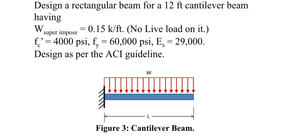 Design a rectangular beam for a 1 2 f t