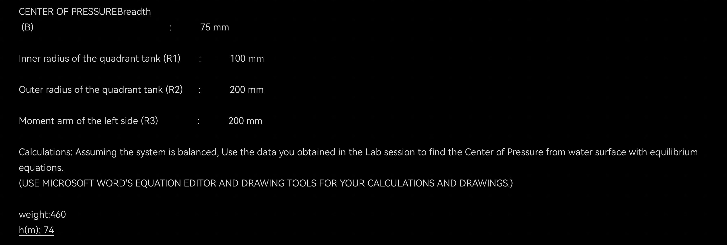 CENTER OF PRESSUREBreadth ( B ) : , 7 5 m m Inner