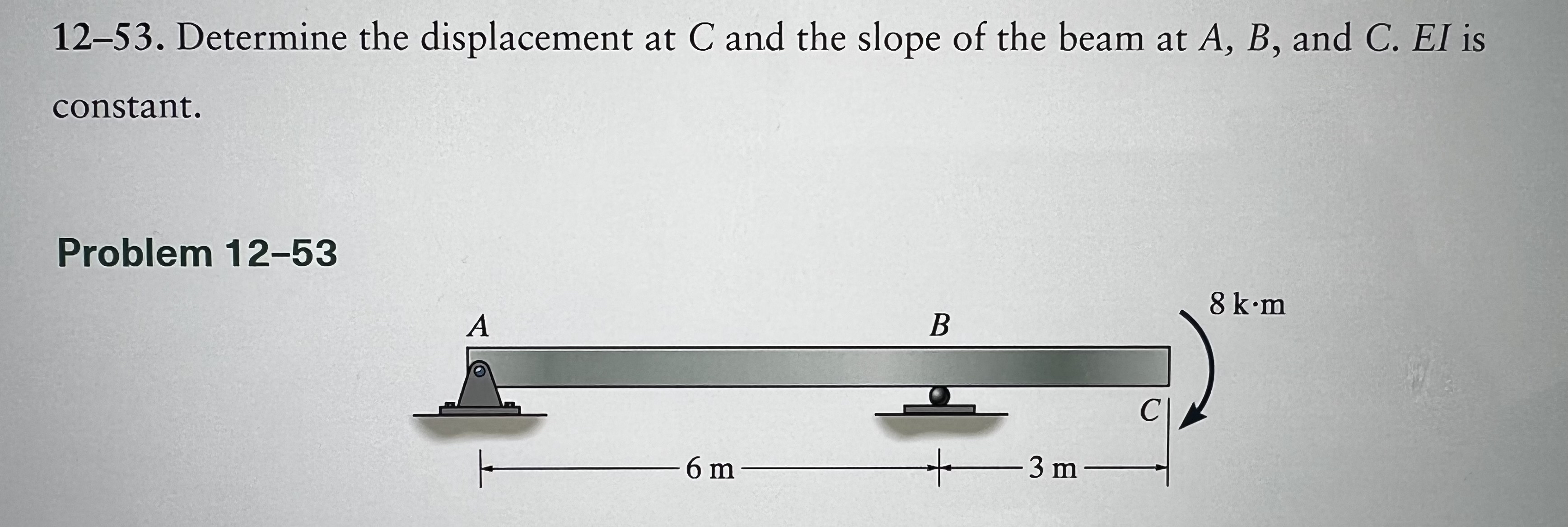 1 2 - 5 3 . Determine the displacement at C and