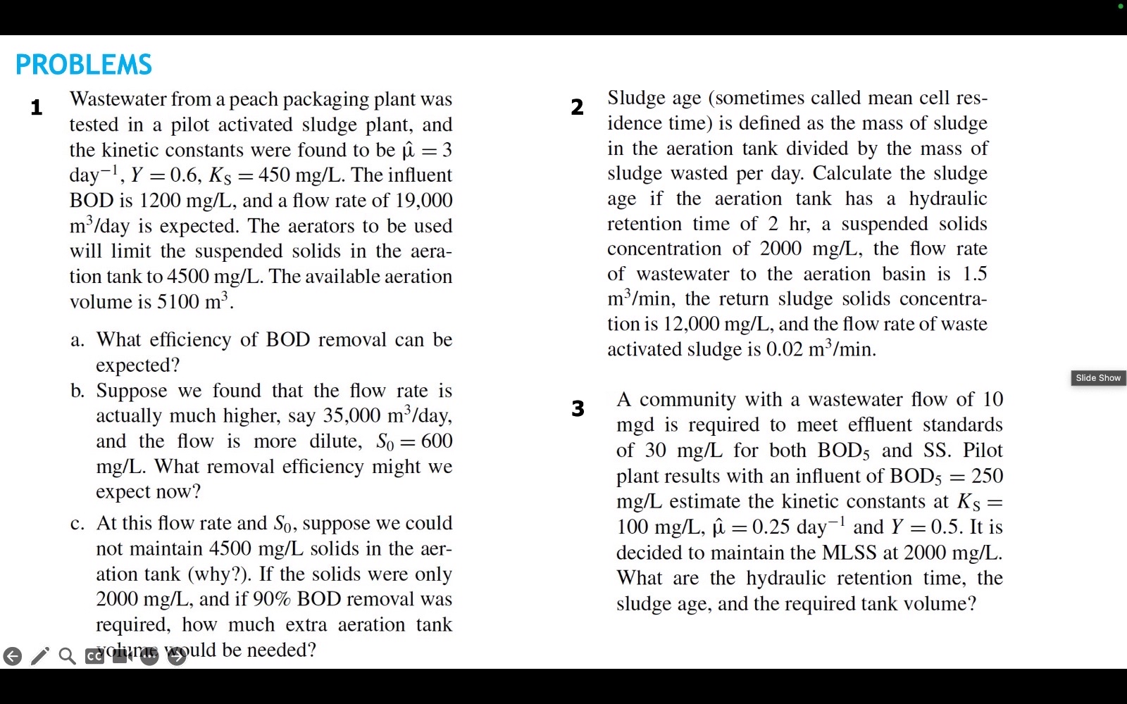 PROBLEMS 1 Wastewater from a peach packaging