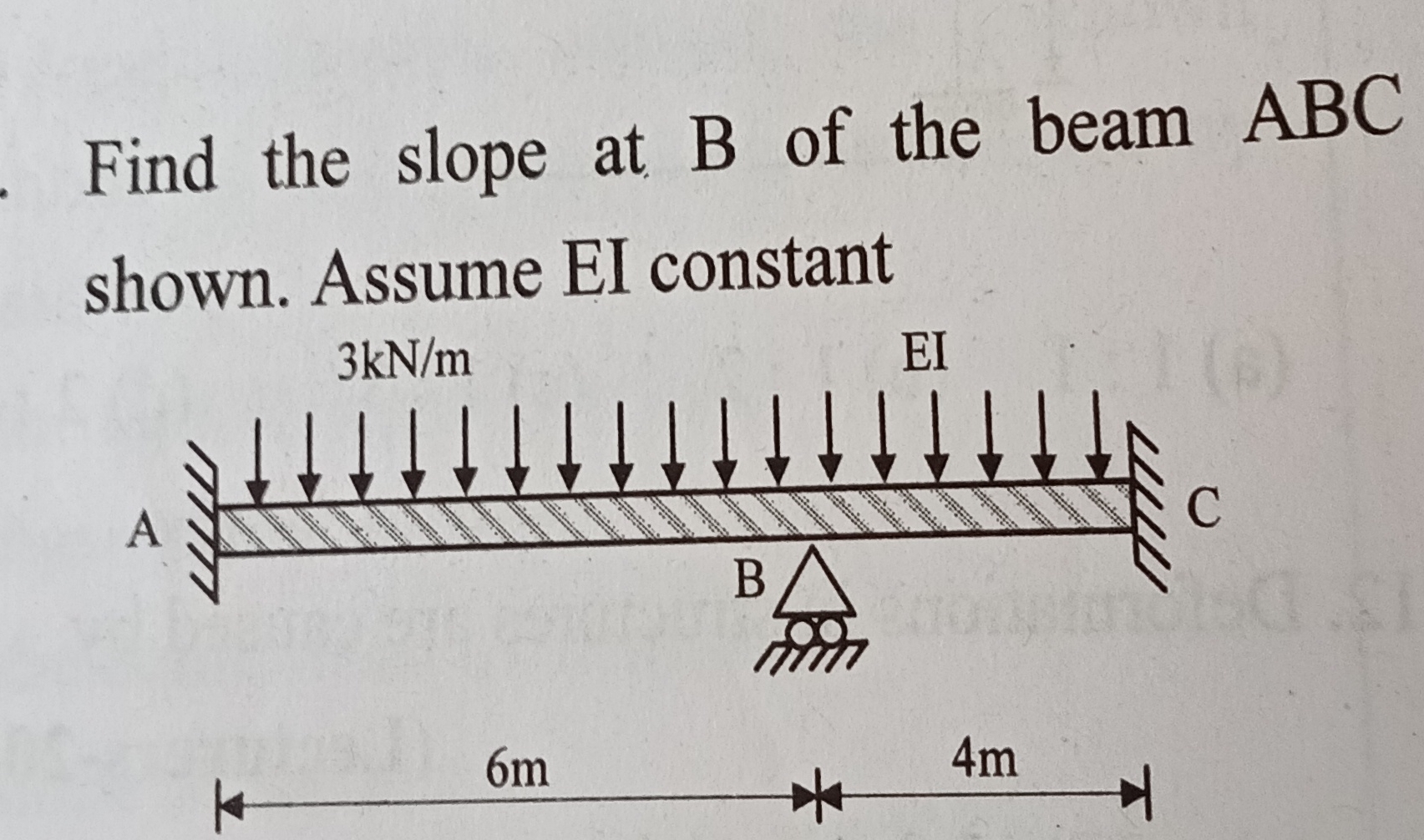 Find the slope at B of the beam ABC shown. Assume