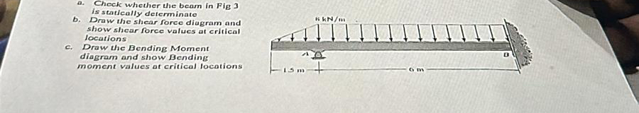a . Choek whether the beam in Fig 3 is statically