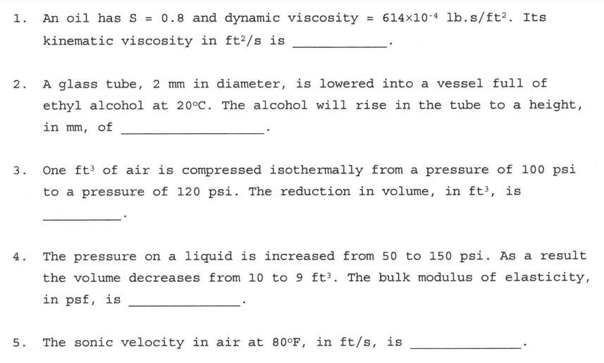 An oil has S = 0 . 8 and dynamic viscosity = 6 1