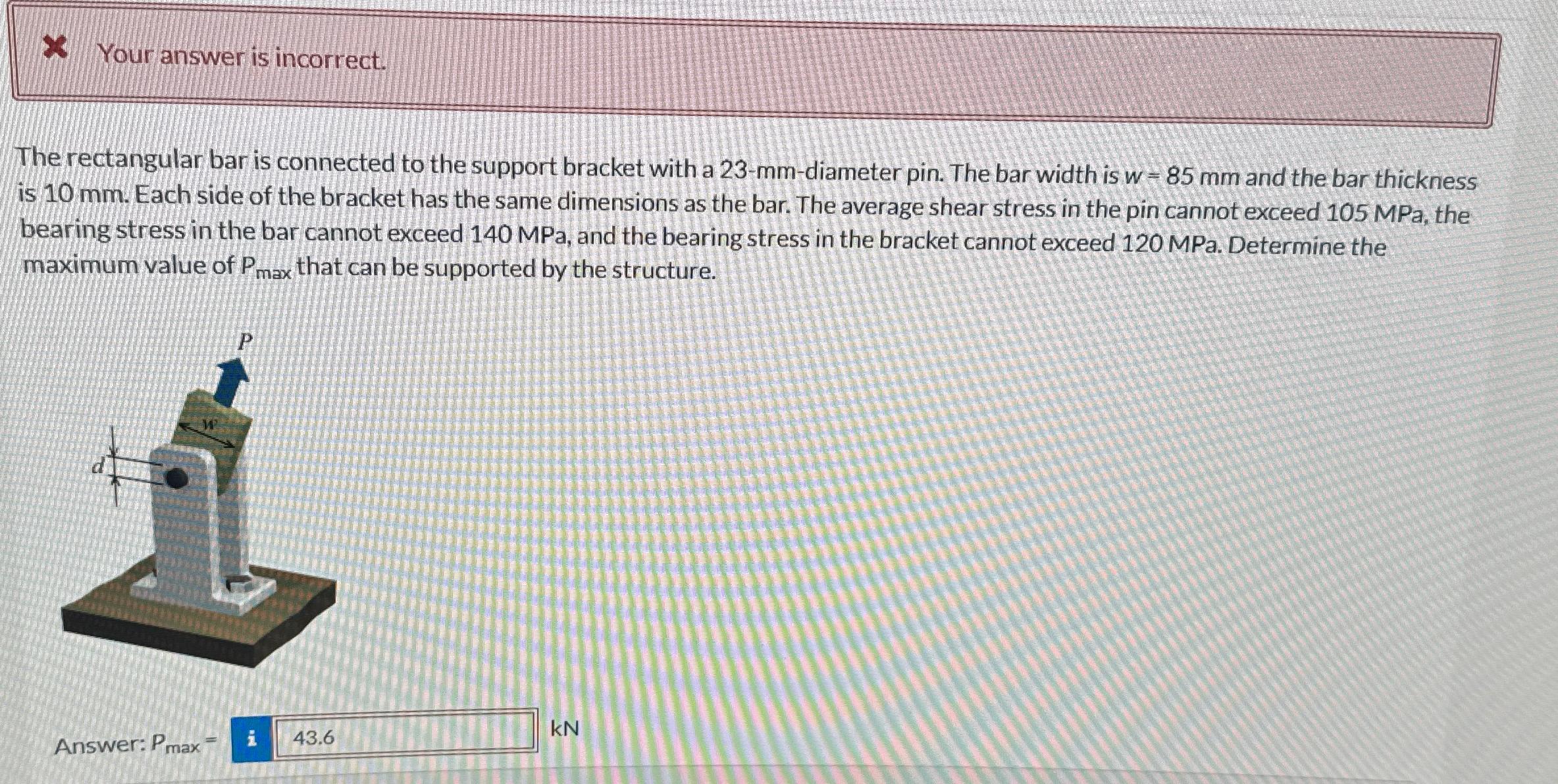 The rectangular bar is connected to the support