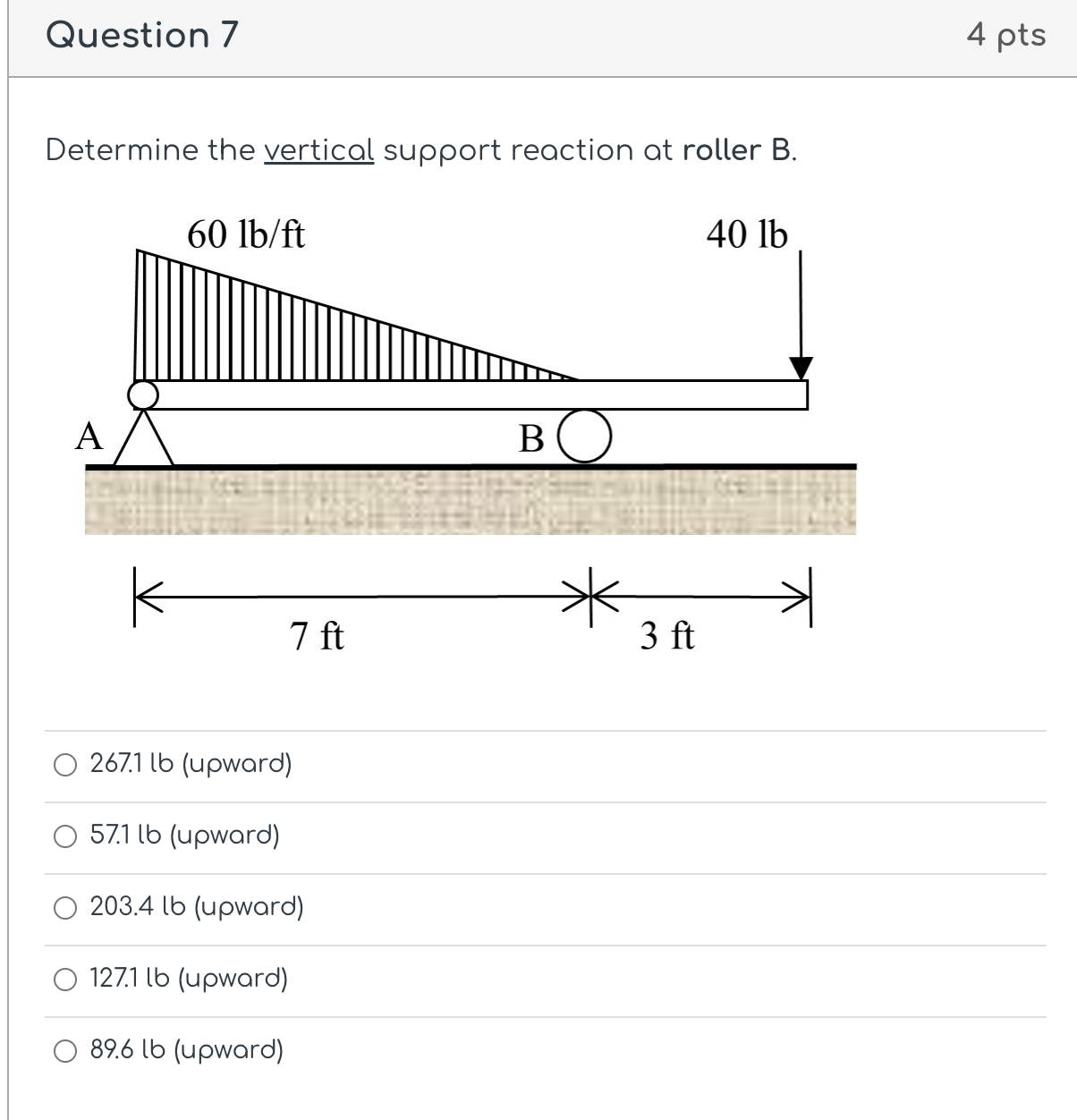 Question 7 Determine the vertical support