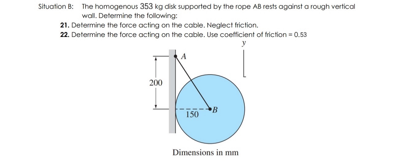 Situation B: The homogenous 3 5 3 k g disk