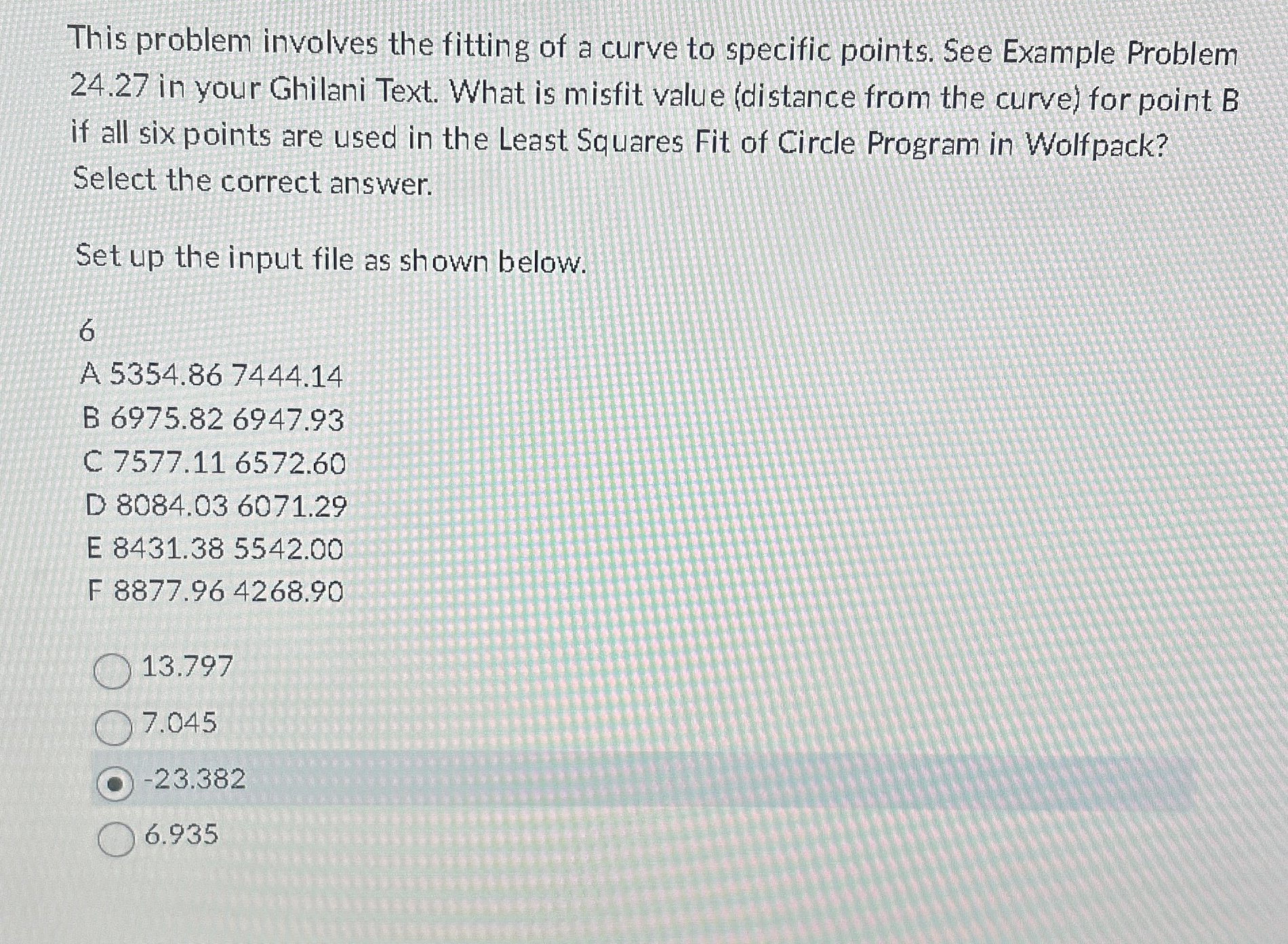 This problem involves the fitting of a curve to