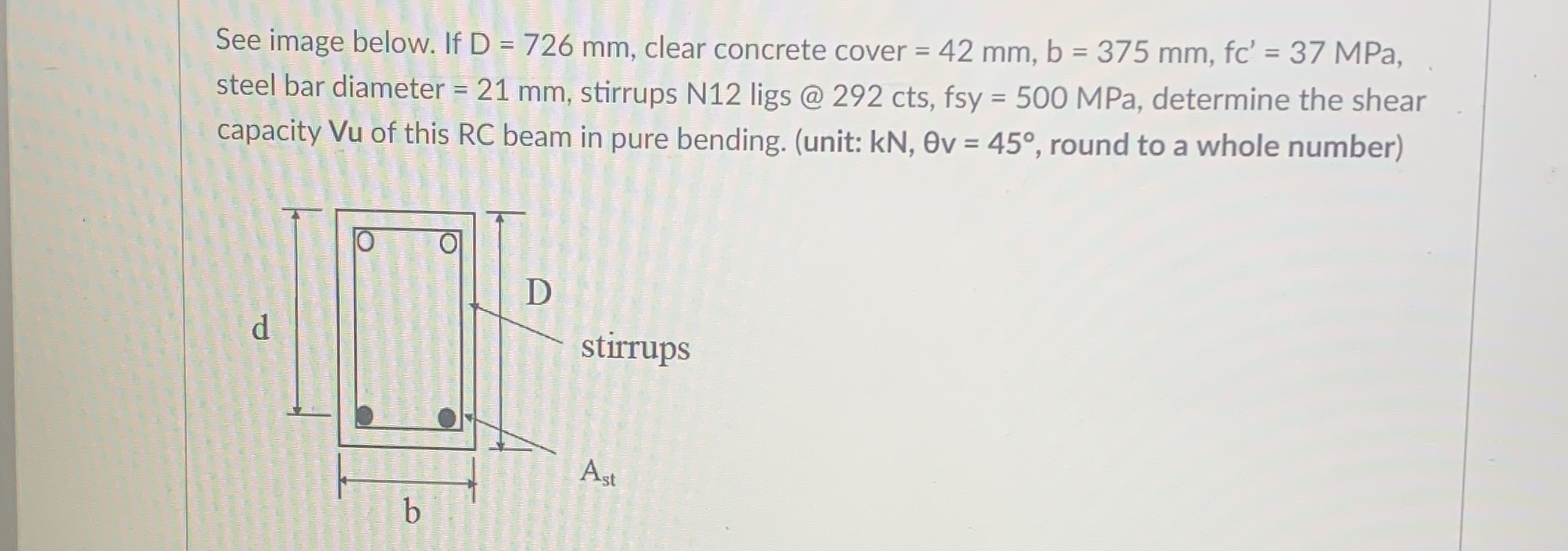See image below. If D = 7 2 6 m m , clear