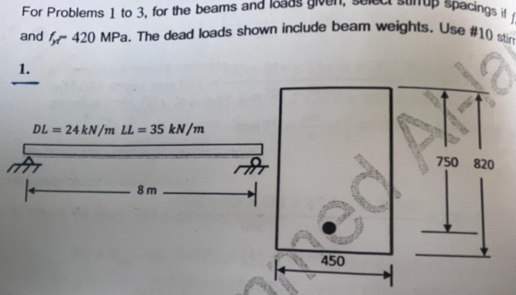 For Problems 1 to 3 , for the beams and loads and