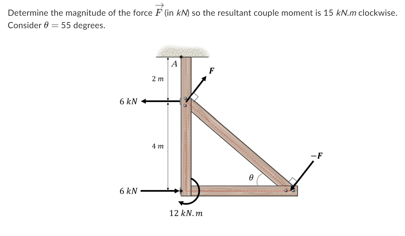Determine the magnitude of the force vec ( F ) (