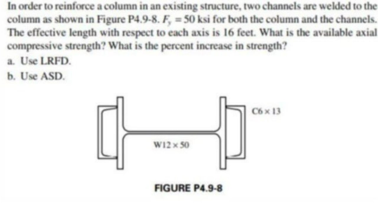 In order to reinforce a column in an existing
