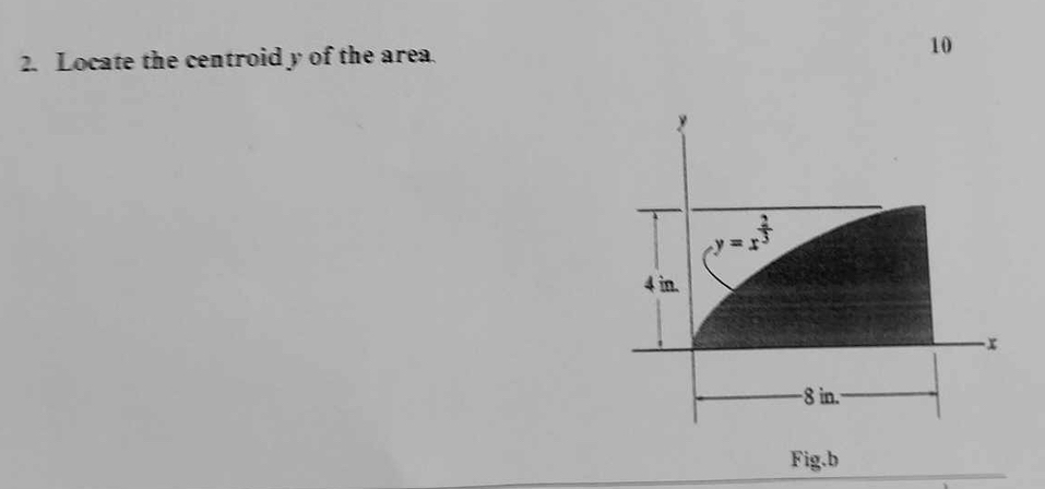 Locate the centroid y of the area. 1 0 Fig.b