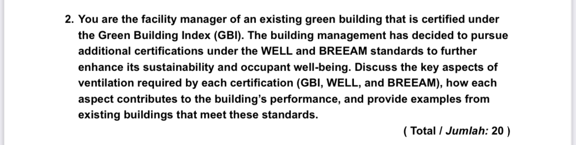 You are the facility manager of an existing green