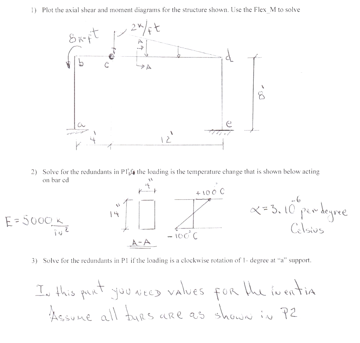 Solve for the redundants in P l f the loading is