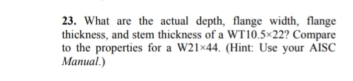 What are the actual depth, flange width, flange