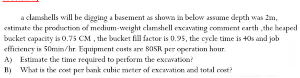a clamshells will be digging a basement as shown