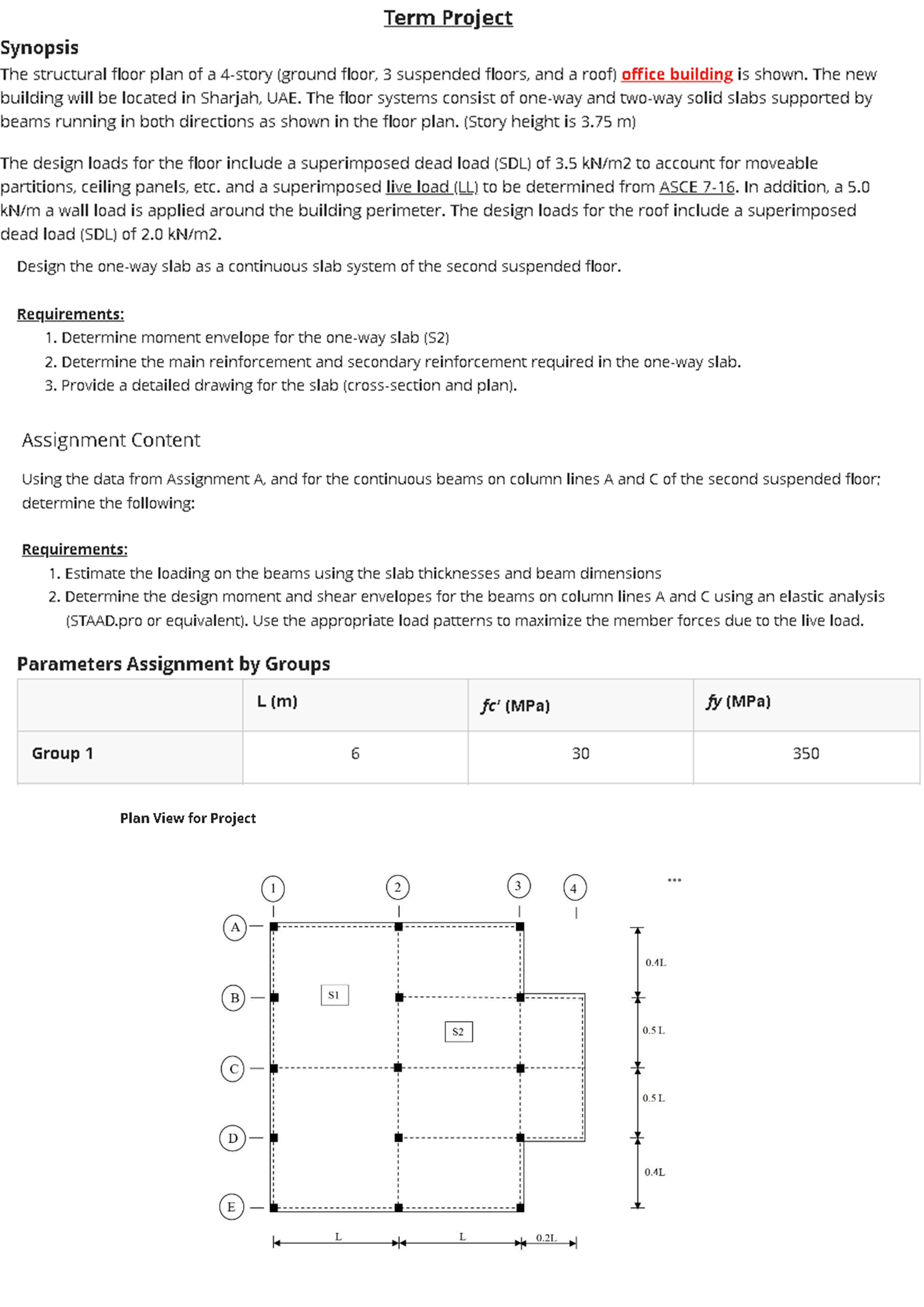 Term Project Synopsis The structural floor plan