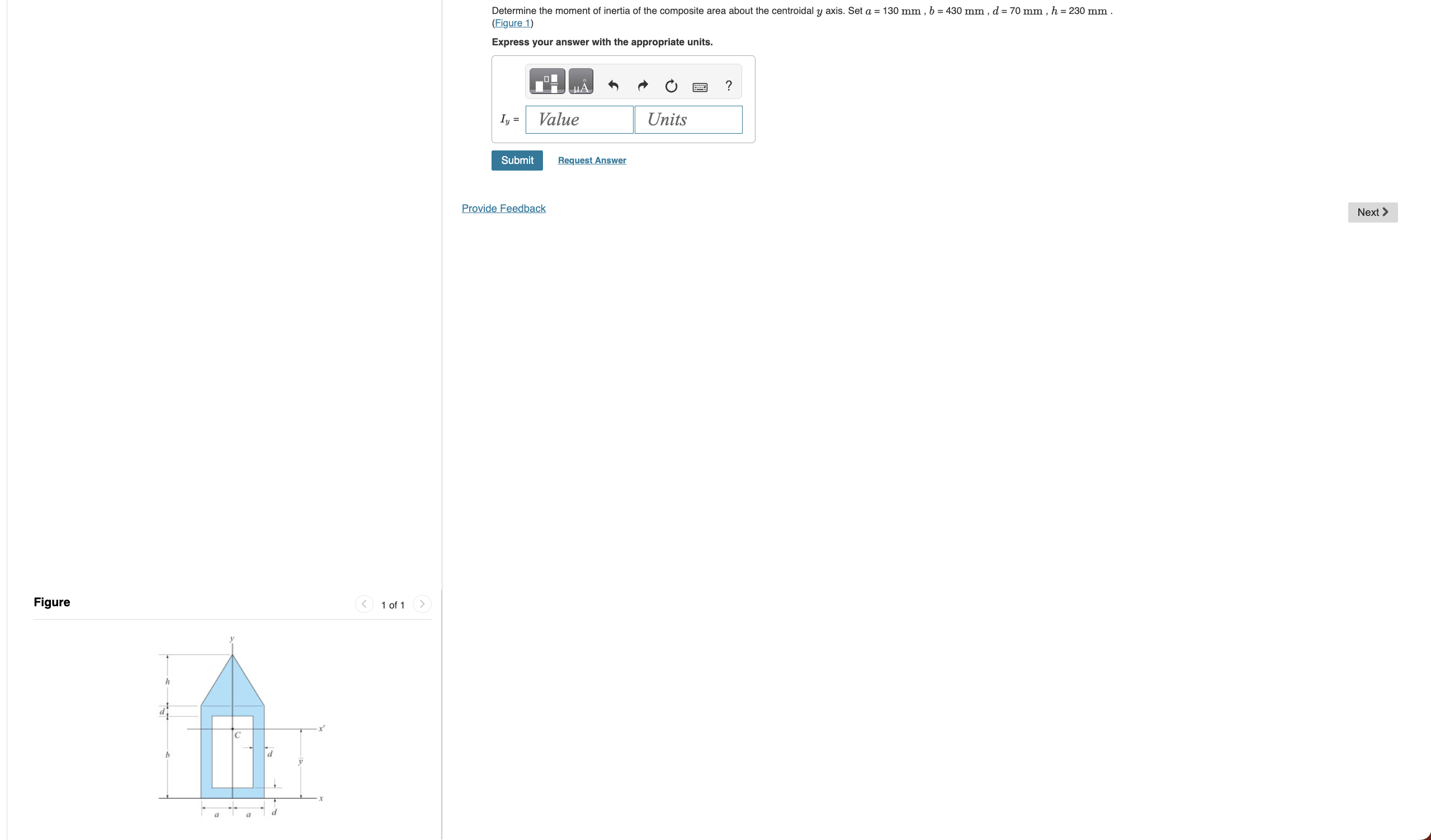 Determine the moment of inertia of the composite