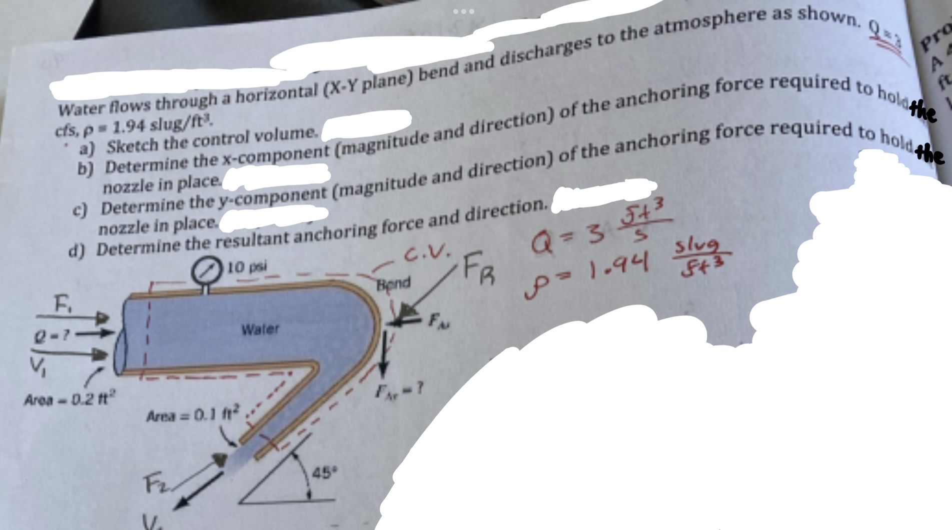 Water flows through a horizontal ( x - Y plane )