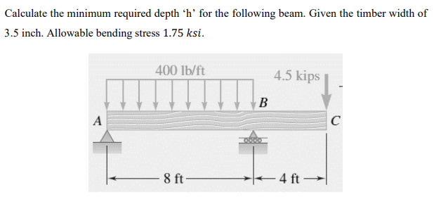 Calculate the minimum required depth ' h ' for