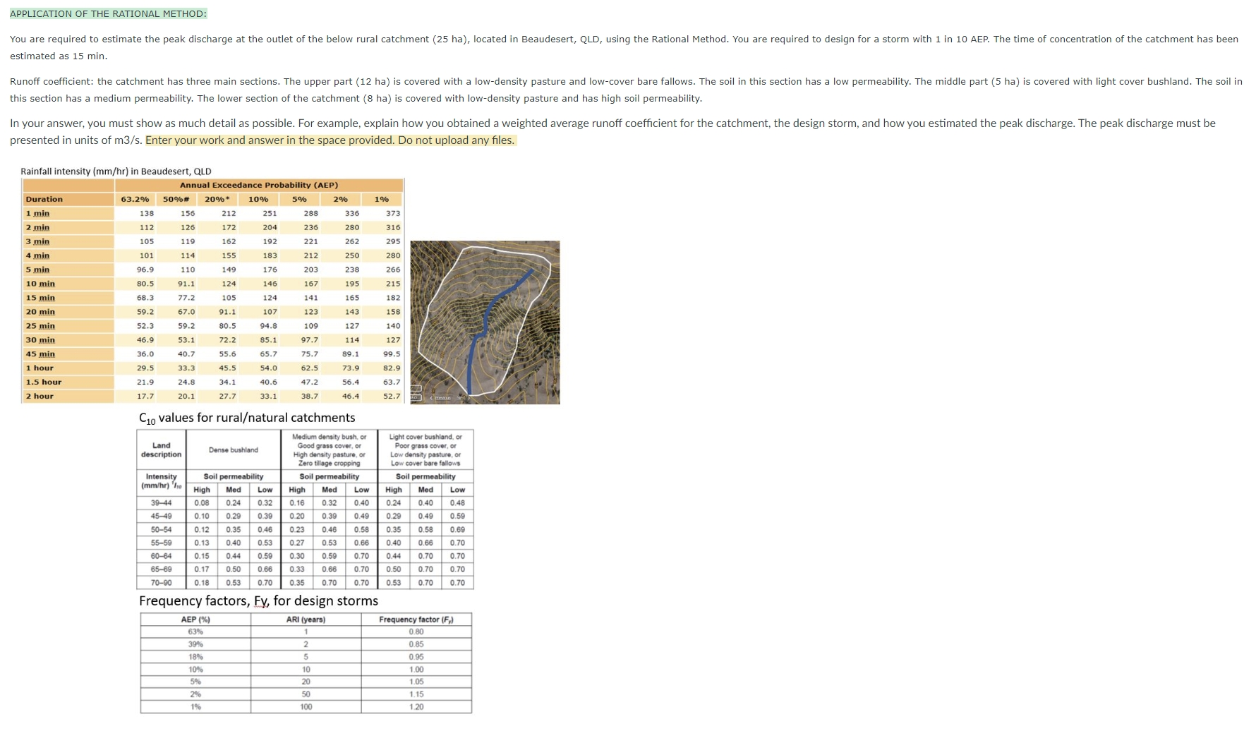 APPLICATION OF THE RATIONAL METHOD: You are