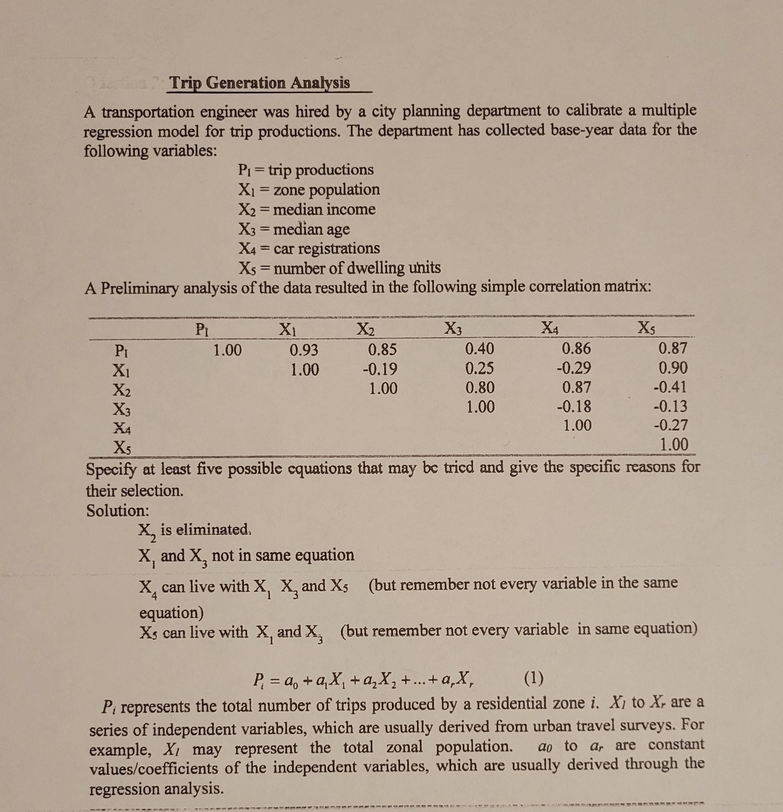 Trip Generation Analysis A transportation