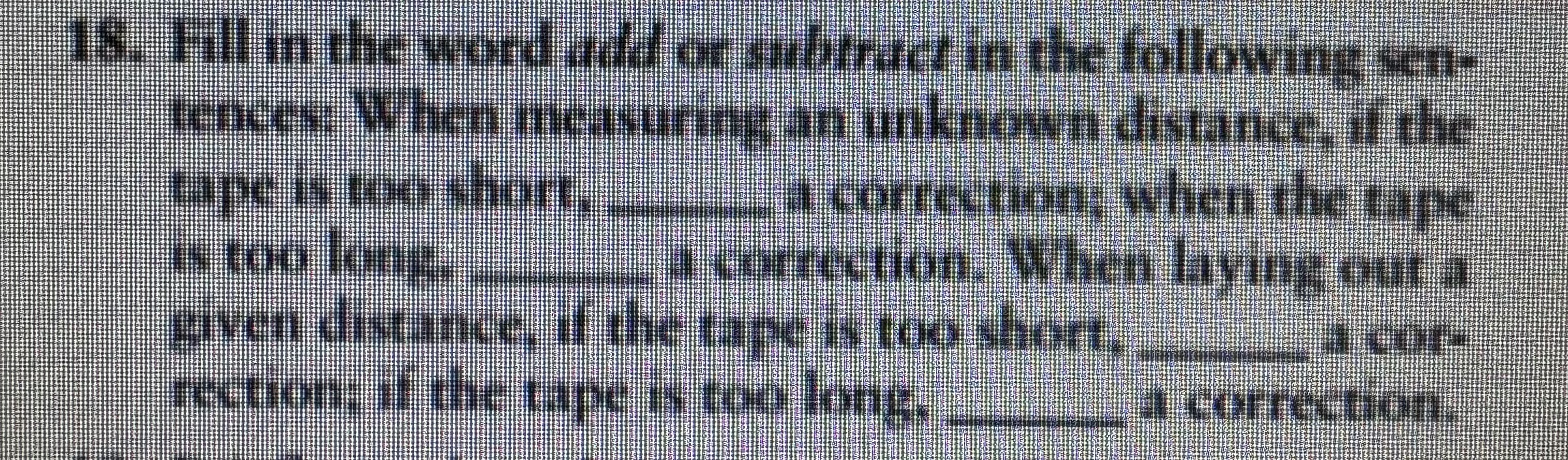Fill in the word add or subtract in the following